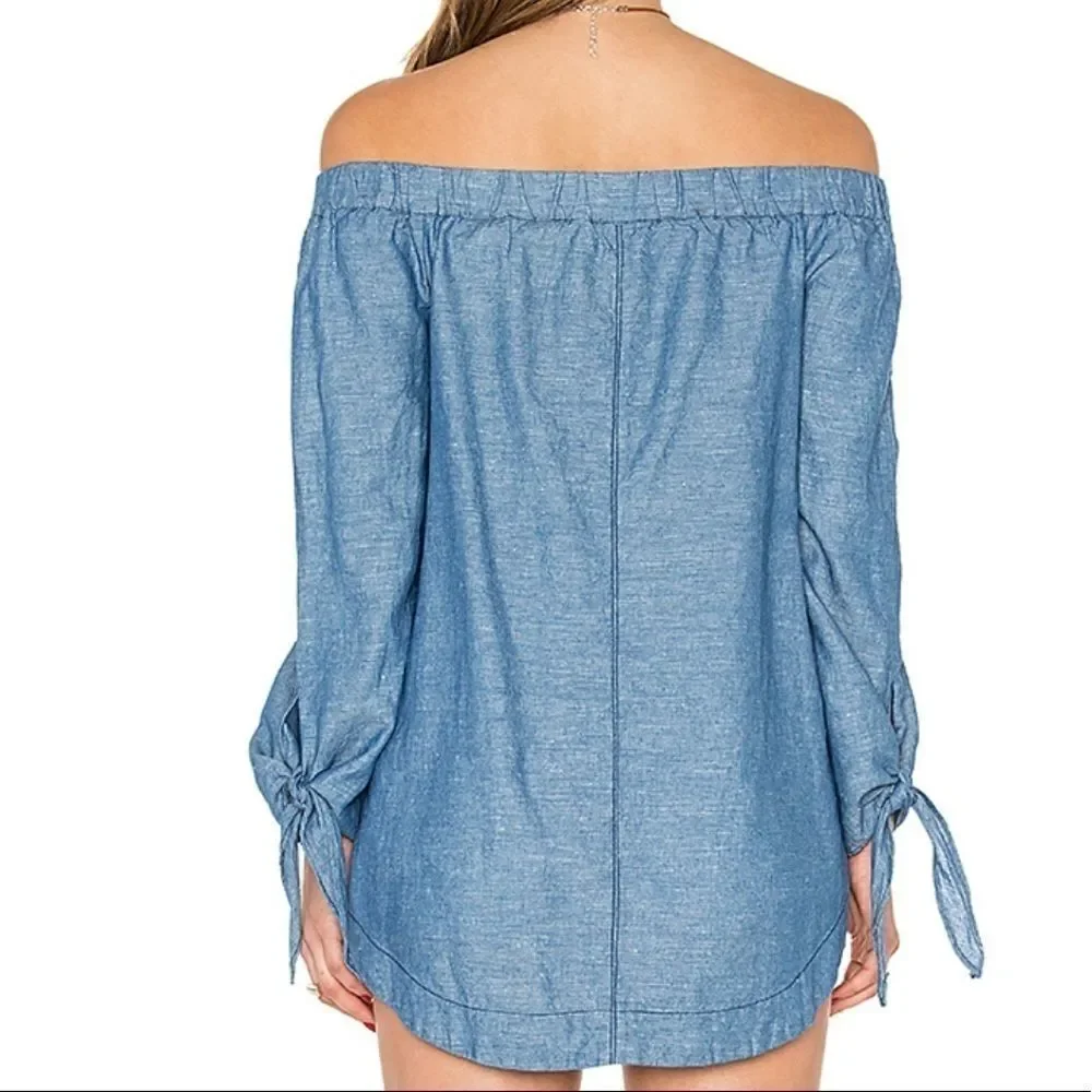 Free People Show Some Shoulder Top in Chambray
